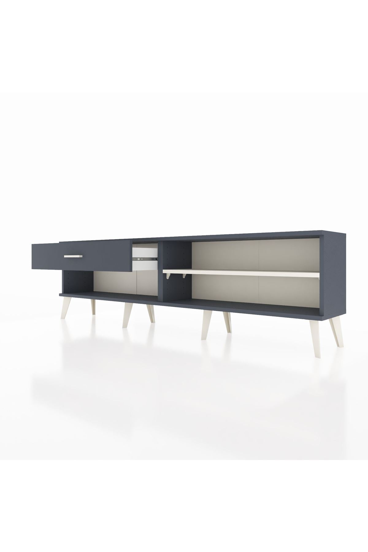 Arges TV Ünitesi Tek Raflı Tek Çekmeceli  176x30x51 Antrasit-Aytaşı/Antrasit