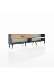 Arges TV Ünitesi Tek Raflı Tek Çekmeceli  176x30x51 Antrasit-Aytaşı/Çam