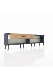 Arges TV Ünitesi Tek Raflı Tek Çekmeceli  176x30x51 Antrasit-Aytaşı/Çam