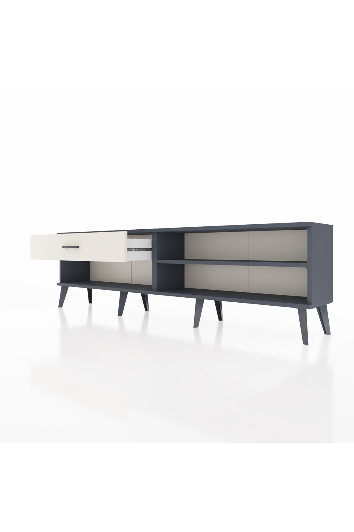 Arges TV Ünitesi Tek Raflı Tek Çekmeceli  176x30x51 Antrasit-Antrasit/Aytaşı