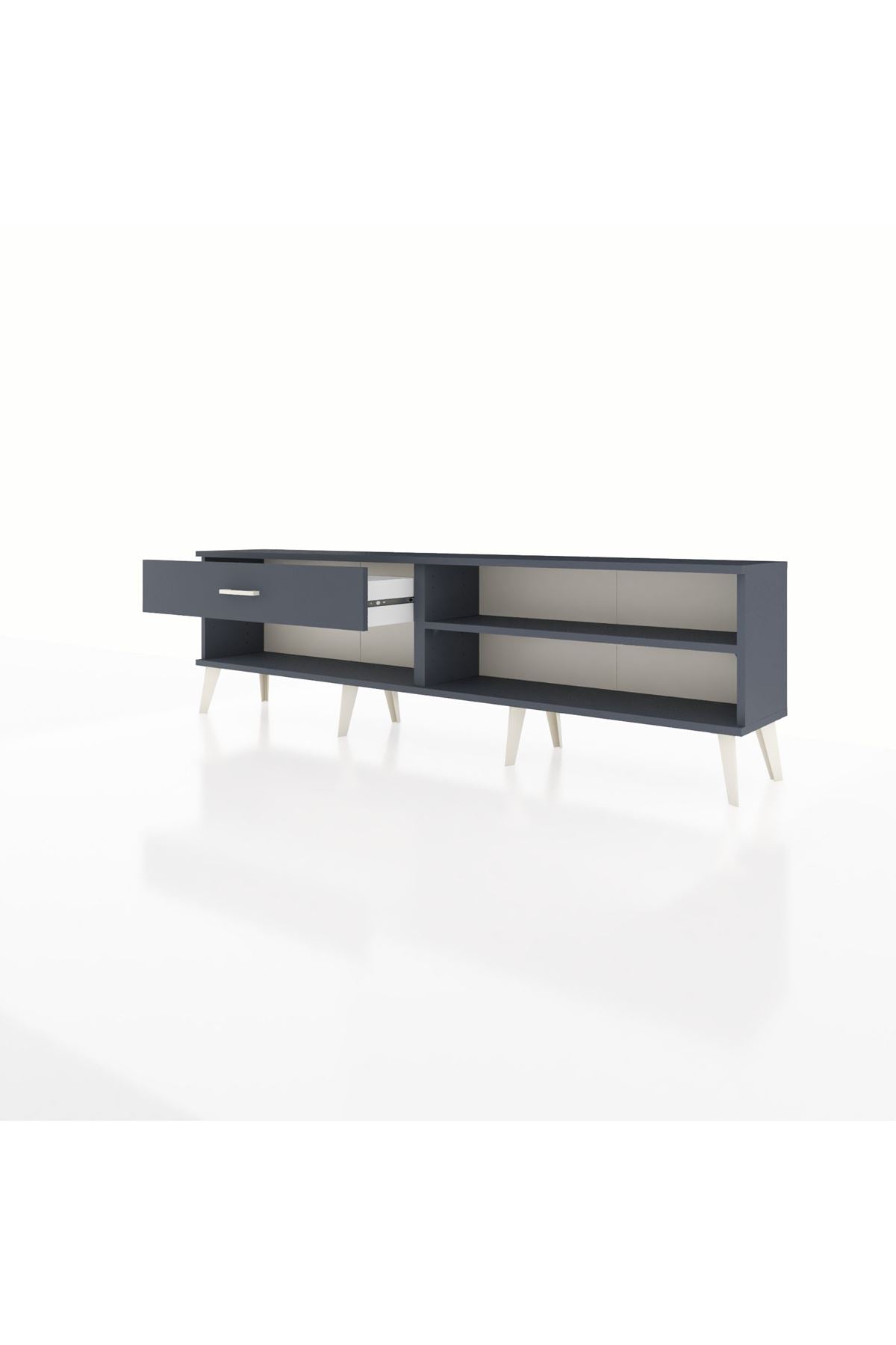 Arges TV Ünitesi Tek Raflı Tek Çekmeceli  176x30x51 Antrasit-Antrasit/Antrasit