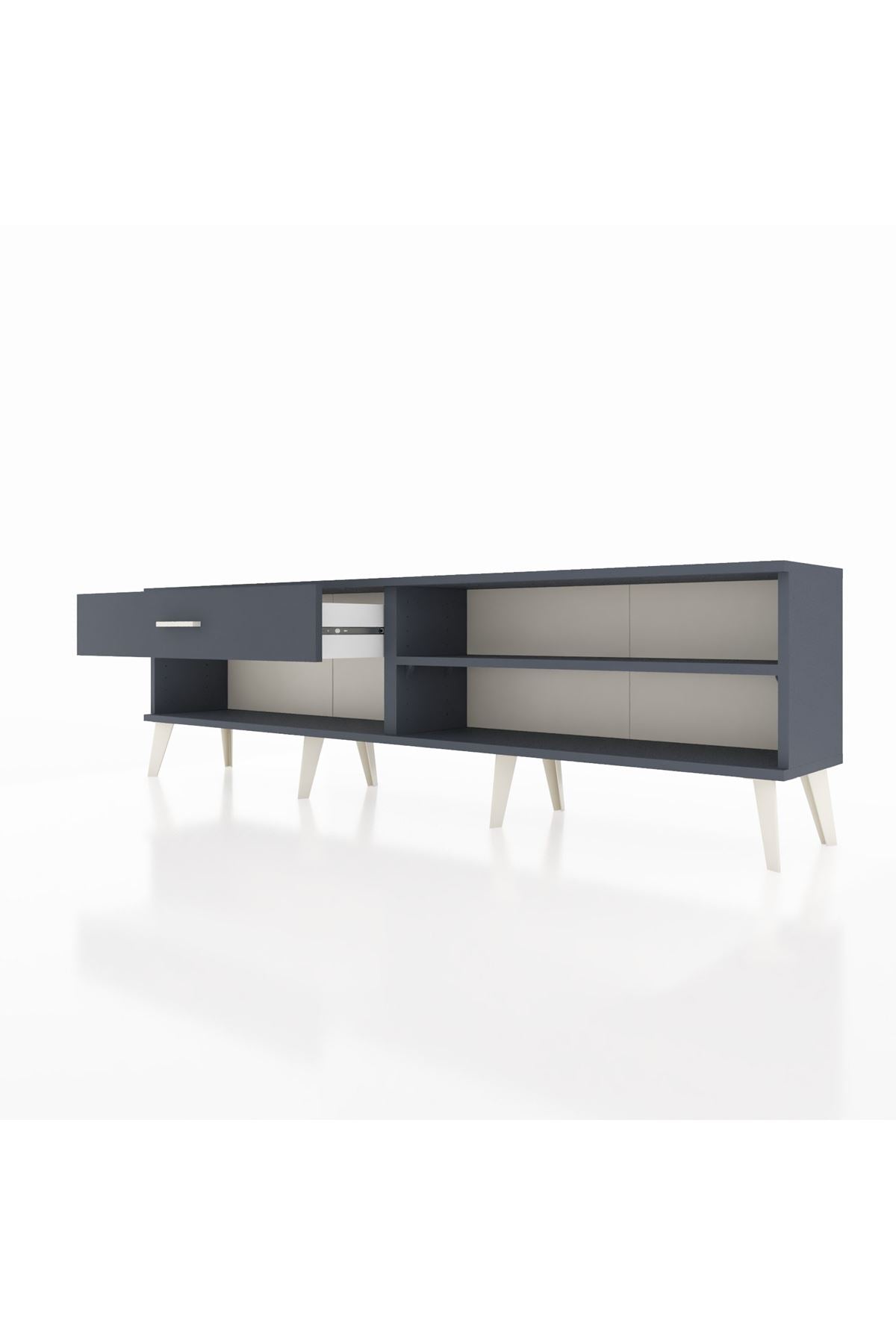 Arges TV Ünitesi Tek Raflı Tek Çekmeceli  176x30x51 Antrasit-Antrasit/Antrasit