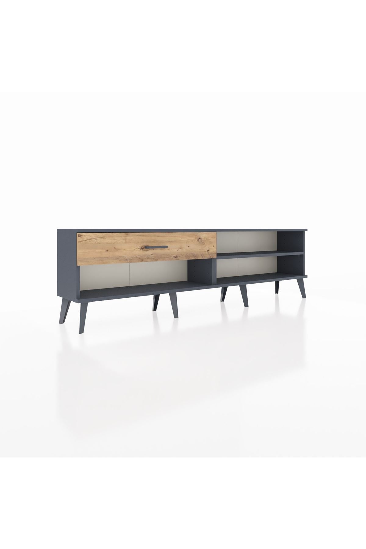 Arges TV Ünitesi Tek Raflı Tek Çekmeceli  176x30x51 Antrasit-Antrasit/Çam