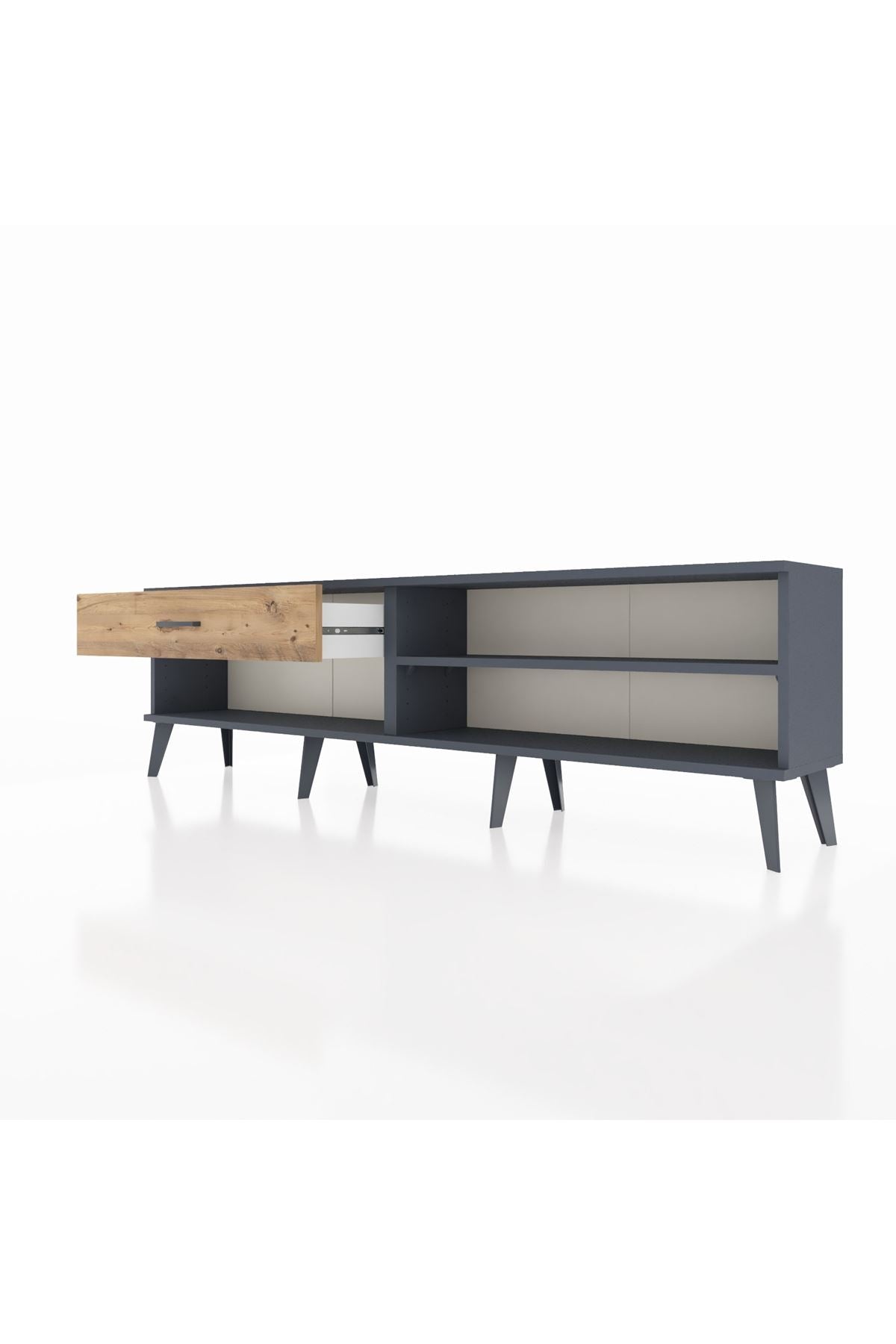 Arges TV Ünitesi Tek Raflı Tek Çekmeceli  176x30x51 Antrasit-Antrasit/Çam