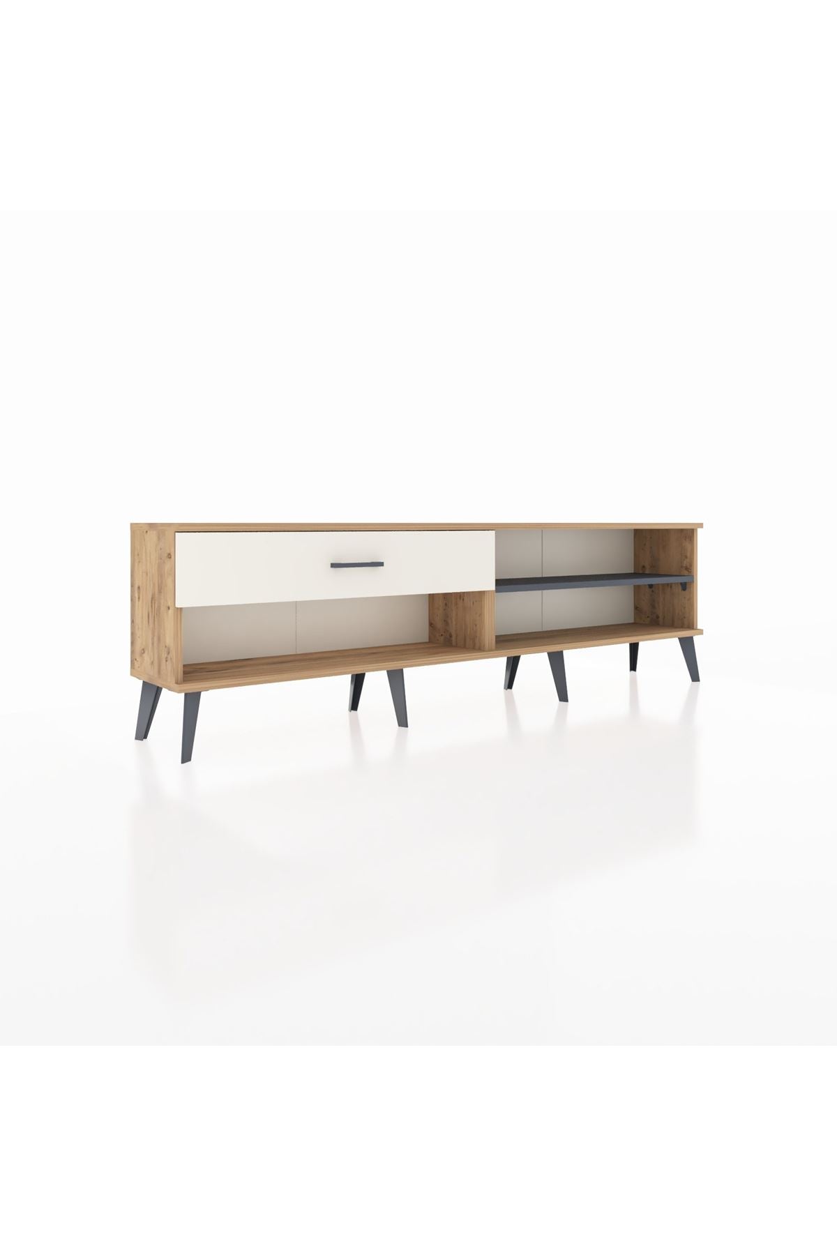 Arges TV Ünitesi Tek Raflı Tek Çekmeceli  176x30x51 Çam-Antrasit/Aytaşı