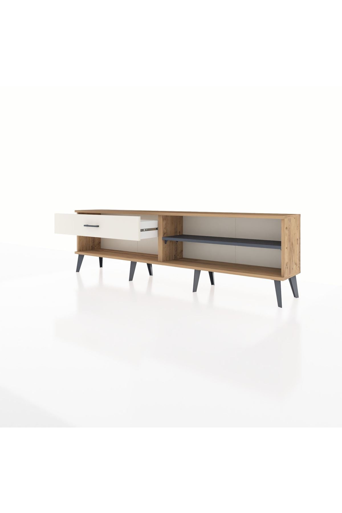 Arges TV Ünitesi Tek Raflı Tek Çekmeceli  176x30x51 Çam-Antrasit/Aytaşı