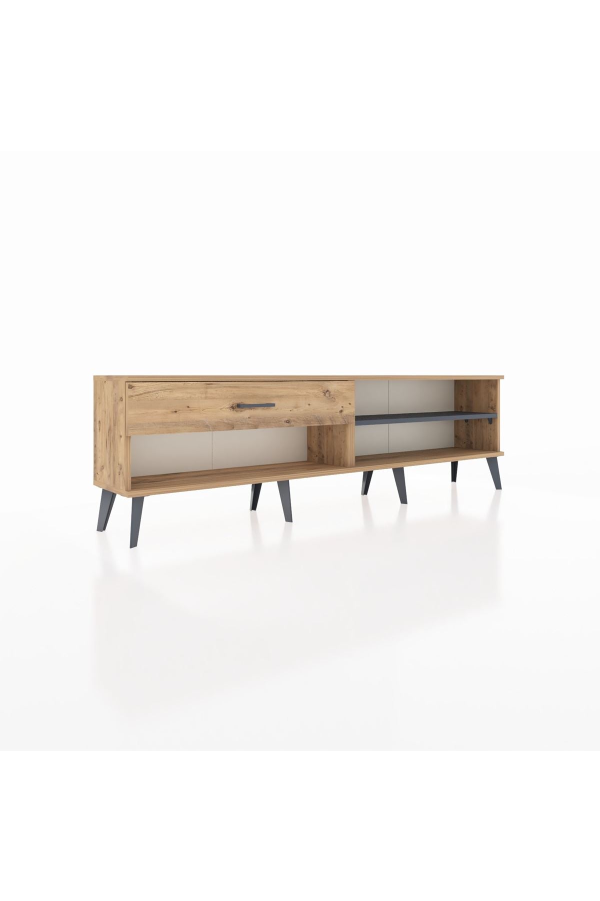 Arges TV Ünitesi Tek Raflı Tek Çekmeceli  176x30x51 Çam-Antrasit/Çam