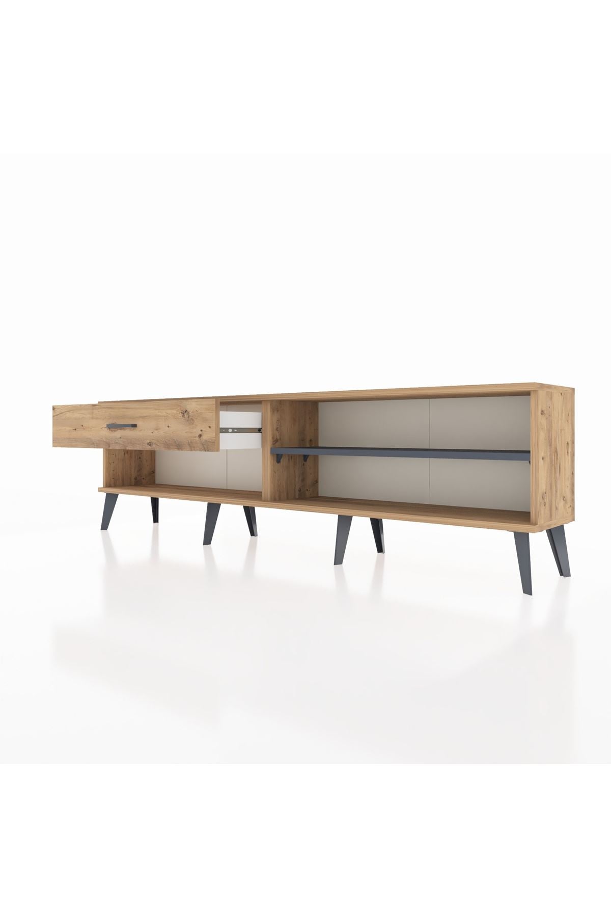 Arges TV Ünitesi Tek Raflı Tek Çekmeceli  176x30x51 Çam-Antrasit/Çam