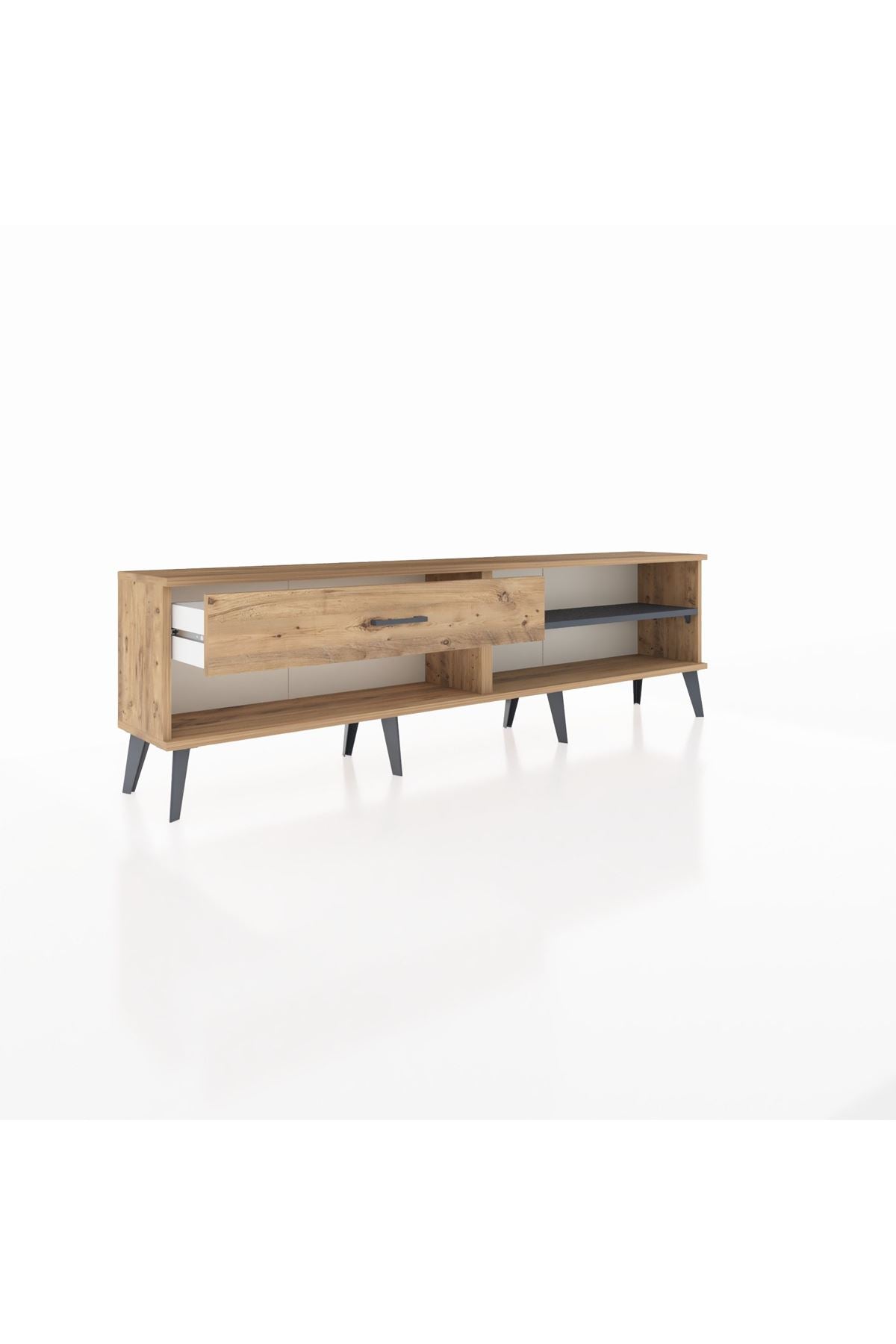 Arges TV Ünitesi Tek Raflı Tek Çekmeceli  176x30x51 Çam-Antrasit/Çam