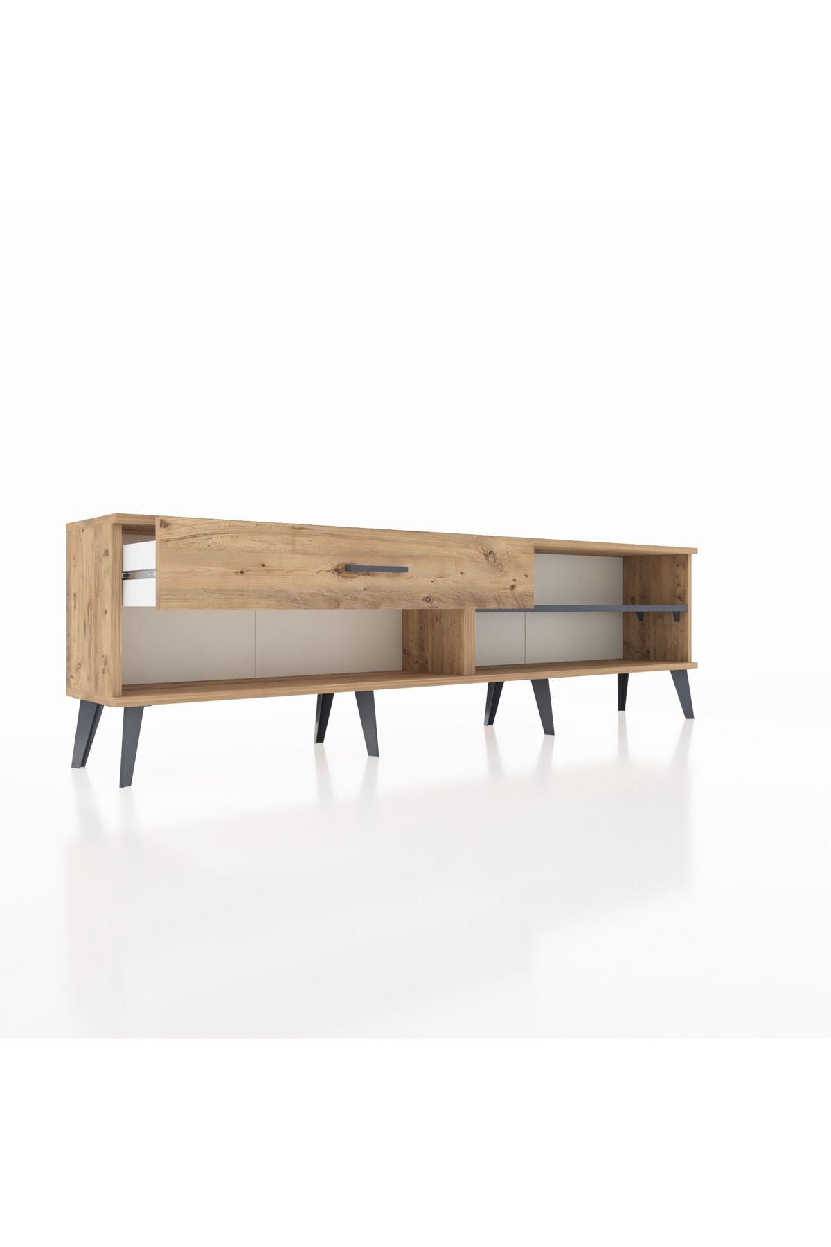 Arges TV Ünitesi Tek Raflı Tek Çekmeceli  176x30x51 Çam-Antrasit/Çam