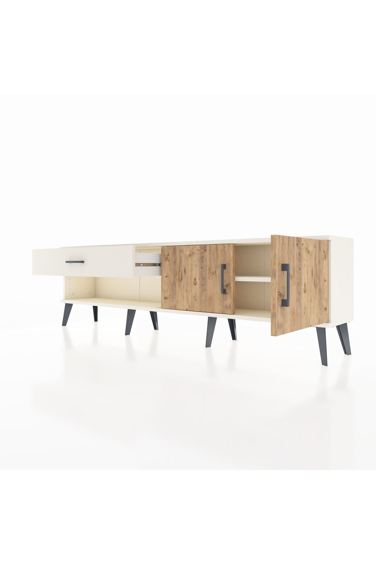 Arges TV Ünitesi Tek Raflı Tek Çekmeceli 2 Kapaklı 176x30x51 Aytaşı-Çam/Aytaşı