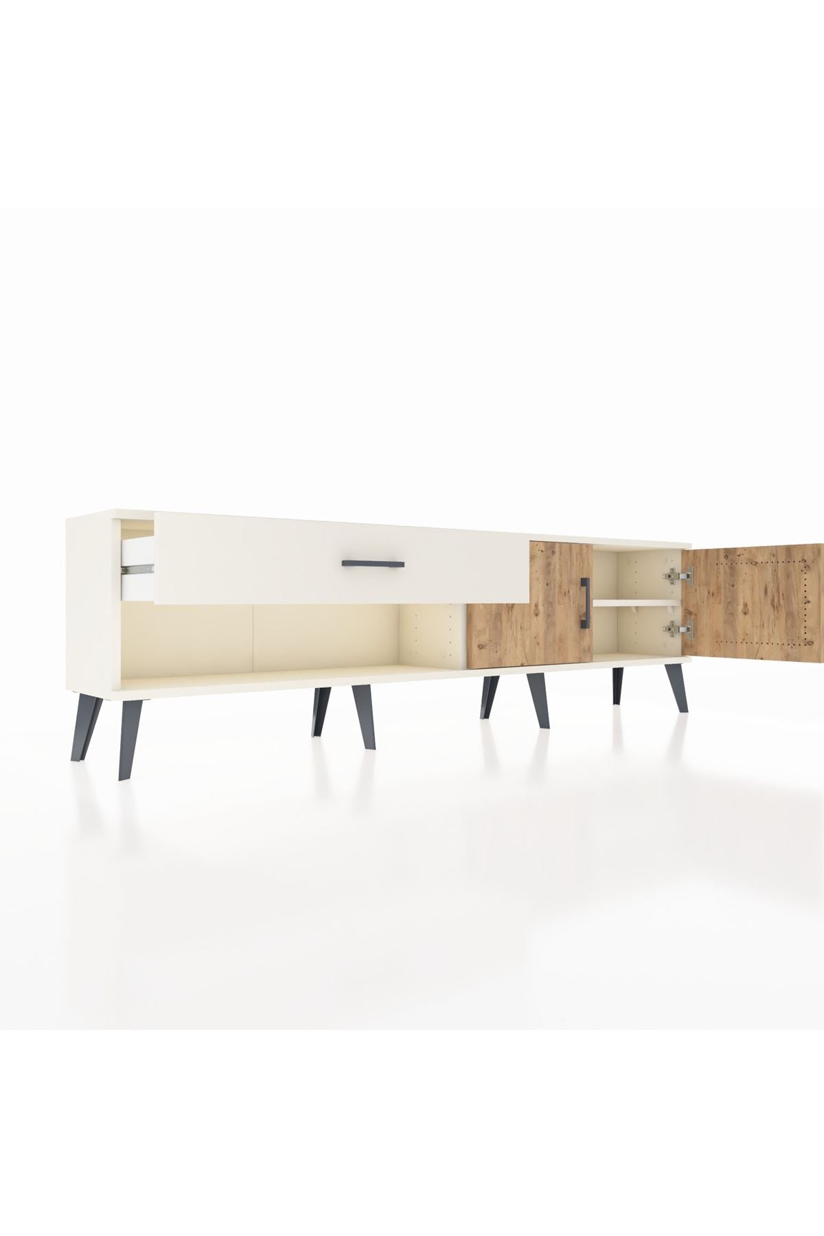 Arges TV Ünitesi Tek Raflı Tek Çekmeceli 2 Kapaklı 176x30x51 Aytaşı-Çam/Aytaşı