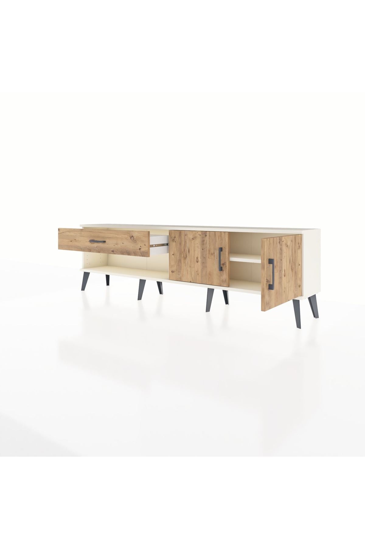 Arges TV Ünitesi Tek Raflı Tek Çekmeceli 2 Kapaklı 176x30x51 Aytaşı-Çam/Çam