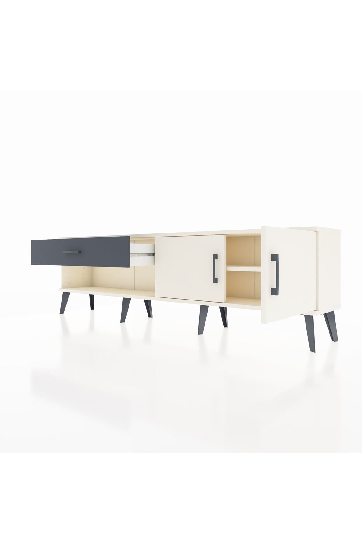 Arges TV Ünitesi Tek Raflı Tek Çekmeceli 2 Kapaklı 176x30x51 Aytaşı-Aytaşı/Antrasit