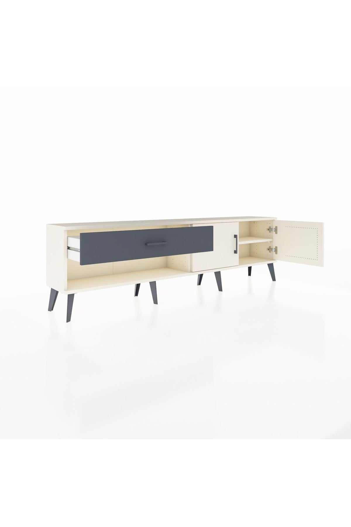 Arges TV Ünitesi Tek Raflı Tek Çekmeceli 2 Kapaklı 176x30x51 Aytaşı-Aytaşı/Antrasit