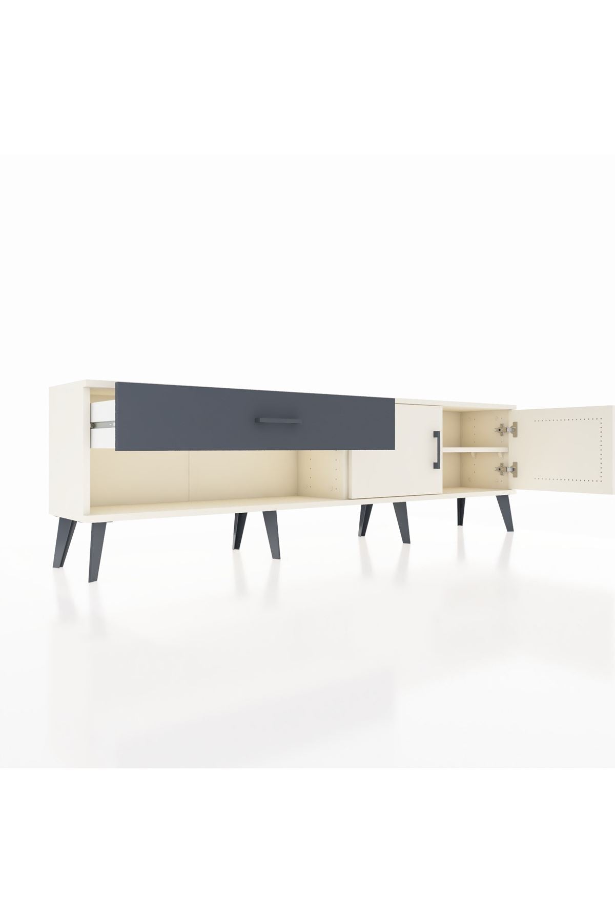 Arges TV Ünitesi Tek Raflı Tek Çekmeceli 2 Kapaklı 176x30x51 Aytaşı-Aytaşı/Antrasit