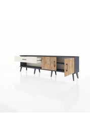 Arges TV Ünitesi Tek Raflı Tek Çekmeceli 2 Kapaklı 176x30x51 Antrasit-Çam/Aytaşı