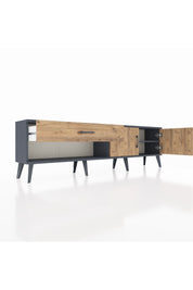 Arges TV Ünitesi Tek Raflı Tek Çekmeceli 2 Kapaklı 176x30x51 Antrasit-Çam/Çam