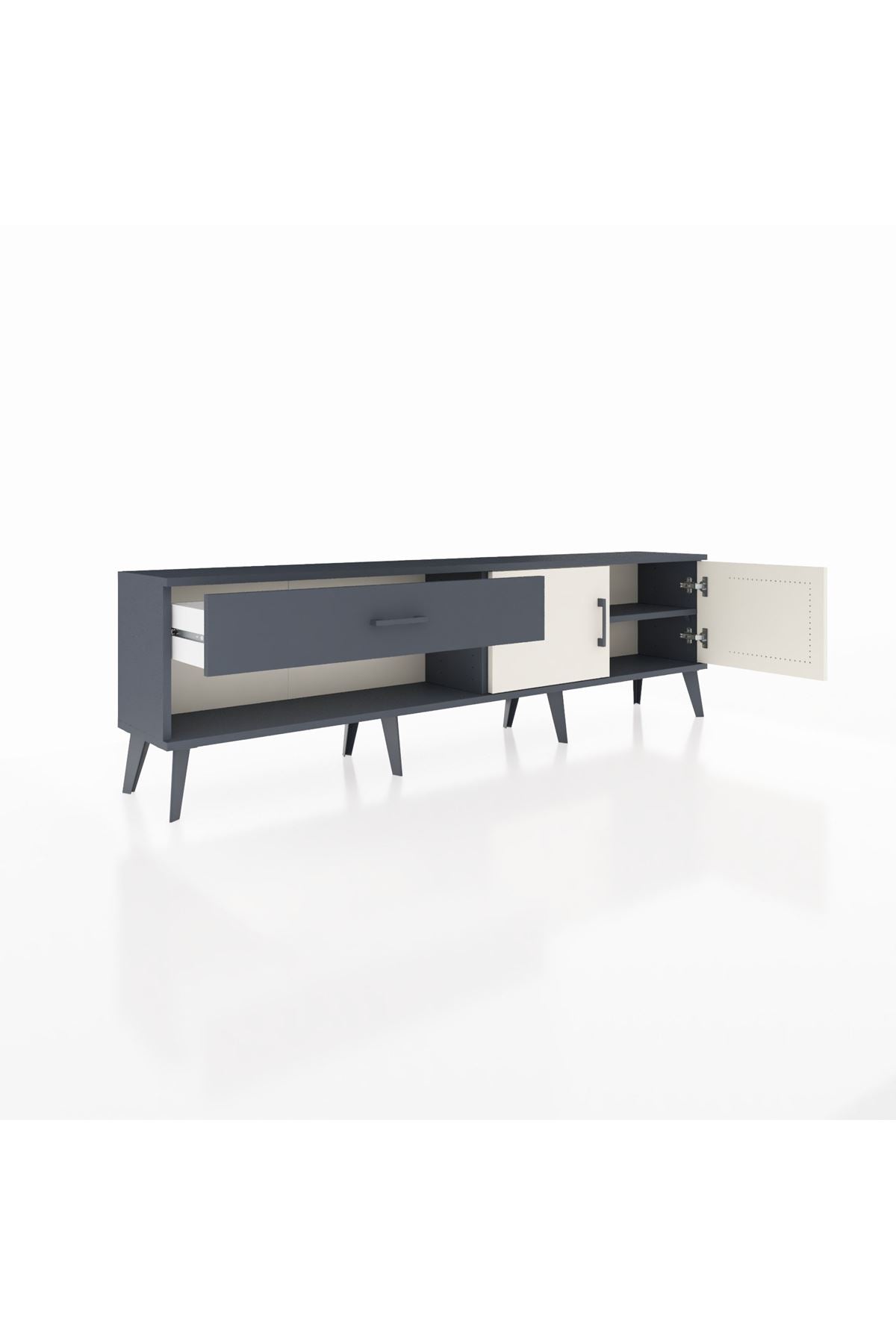 Arges TV Ünitesi Tek Raflı Tek Çekmeceli 2 Kapaklı 176x30x51 Antrasit-Aytaşı/Antrasit