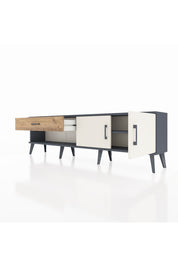 Arges TV Ünitesi Tek Raflı Tek Çekmeceli 2 Kapaklı 176x30x51 Antrasit-Aytaşı/Çam