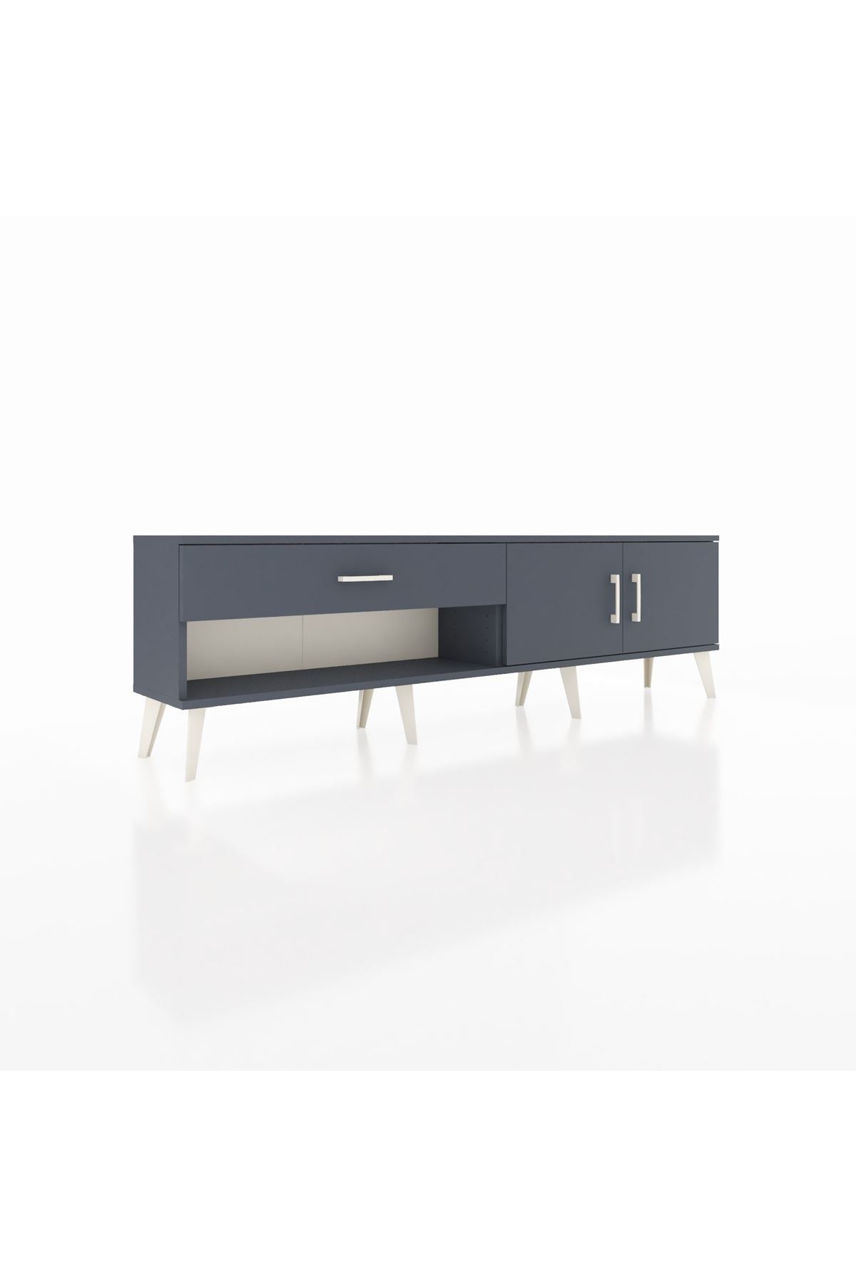 Arges TV Ünitesi Tek Raflı Tek Çekmeceli 2 Kapaklı 176x30x51 Antrasit-Antrasit/Antrasit