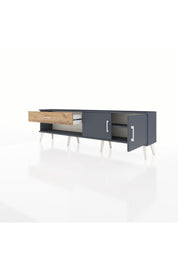 Arges TV Ünitesi Tek Raflı Tek Çekmeceli 2 Kapaklı 176x30x51 Antrasit-Antrasit/Çam