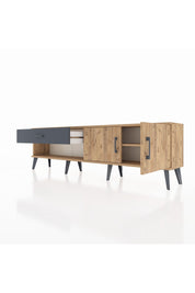 Arges TV Ünitesi Tek Raflı Tek Çekmeceli 2 Kapaklı 176x30x51 Çam-Çam/Antrasit