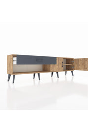 Arges TV Ünitesi Tek Raflı Tek Çekmeceli 2 Kapaklı 176x30x51 Çam-Çam/Antrasit