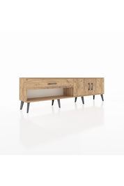 Arges TV Ünitesi Tek Raflı Tek Çekmeceli 2 Kapaklı 176x30x51 Çam-Çam/Çam