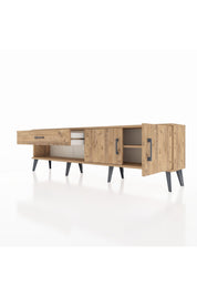 Arges TV Ünitesi Tek Raflı Tek Çekmeceli 2 Kapaklı 176x30x51 Çam-Çam/Çam