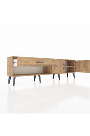 Arges TV Ünitesi Tek Raflı Tek Çekmeceli 2 Kapaklı 176x30x51 Çam-Çam/Çam