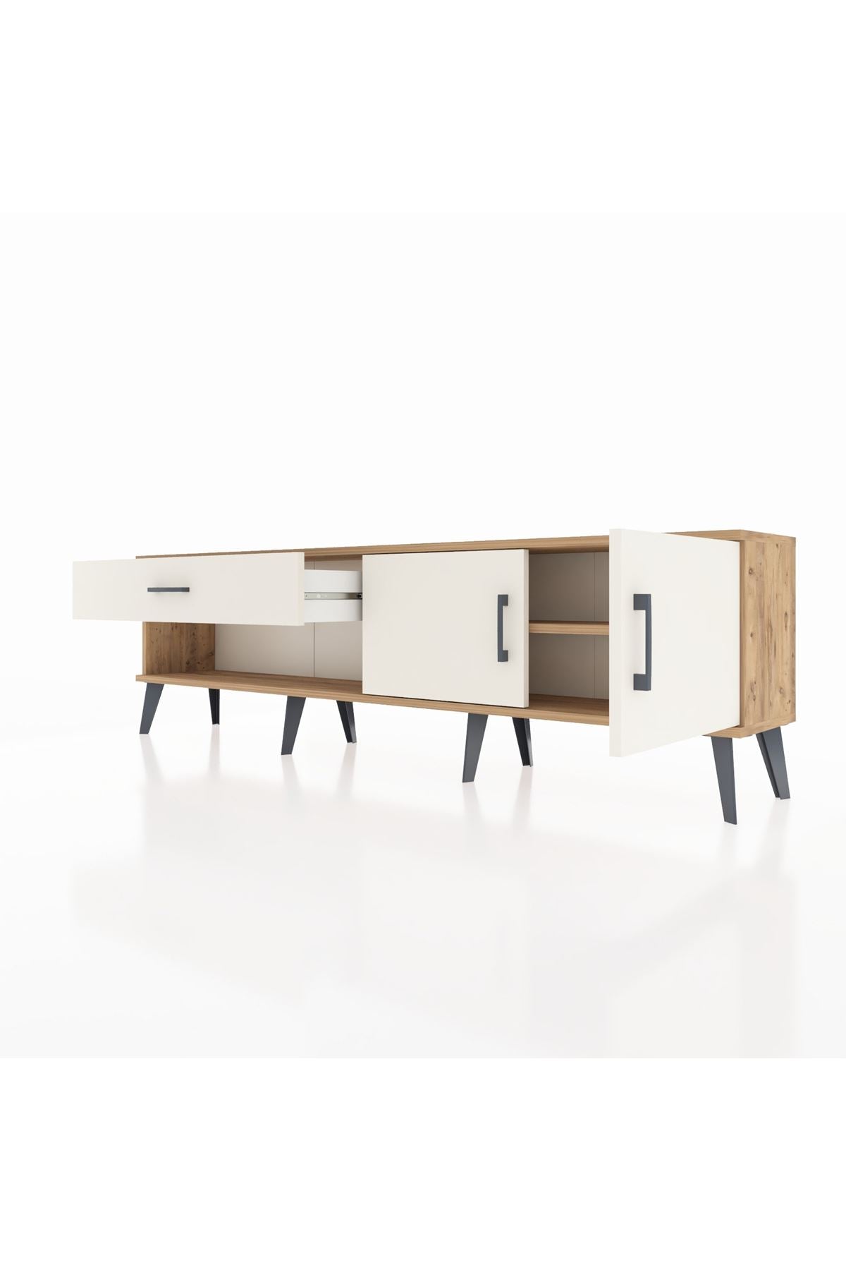 Arges TV Ünitesi Tek Raflı Tek Çekmeceli 2 Kapaklı 176x30x51 Çam-Aytaşı/Aytaşı