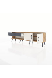 Arges TV Ünitesi Tek Raflı Tek Çekmeceli 2 Kapaklı 176x30x51 Çam-Aytaşı/Antrasit