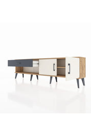 Arges TV Ünitesi Tek Raflı Tek Çekmeceli 2 Kapaklı 176x30x51 Çam-Aytaşı/Antrasit