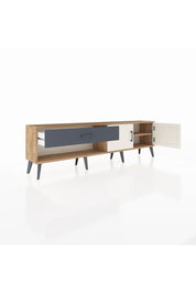 Arges TV Ünitesi Tek Raflı Tek Çekmeceli 2 Kapaklı 176x30x51 Çam-Aytaşı/Antrasit