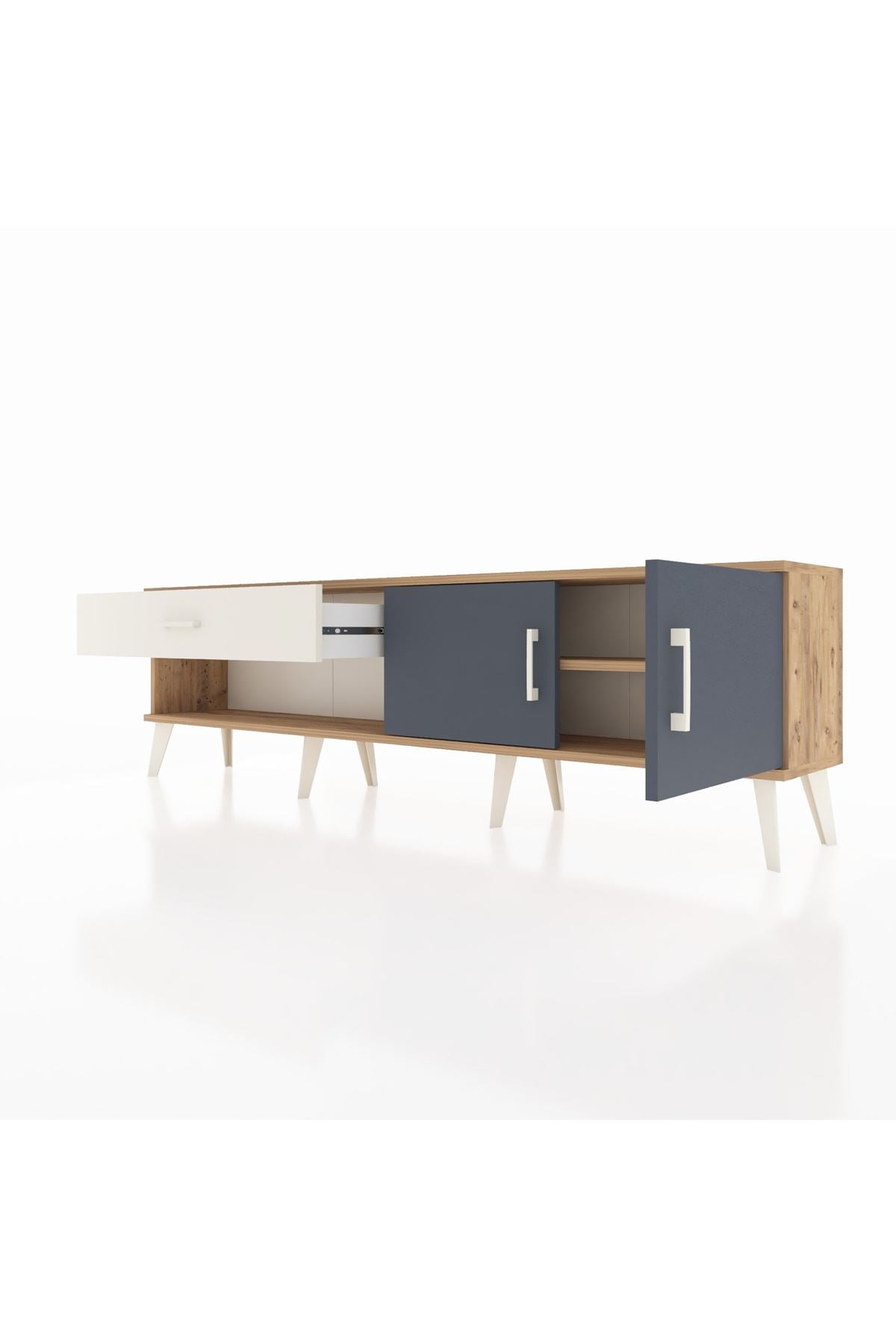 Arges TV Ünitesi Tek Raflı Tek Çekmeceli 2 Kapaklı 176x30x51 Çam-Antrasit/Aytaşı