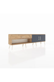 Arges TV Ünitesi Tek Raflı Tek Çekmeceli 2 Kapaklı 176x30x51 Çam-Antrasit/Çam