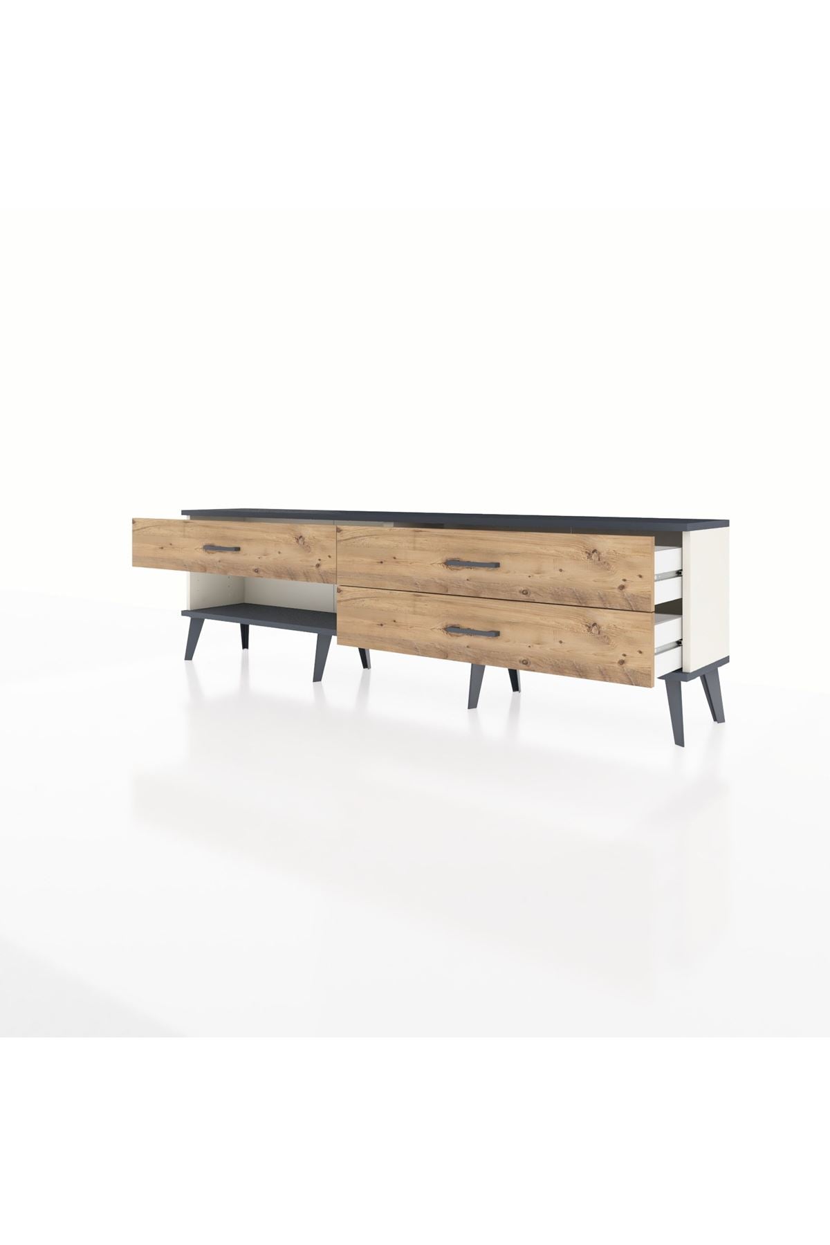 Arges TV Ünitesi 3 Çekmeceli  176x30x51 Aytaşı-Antrasit/Çam