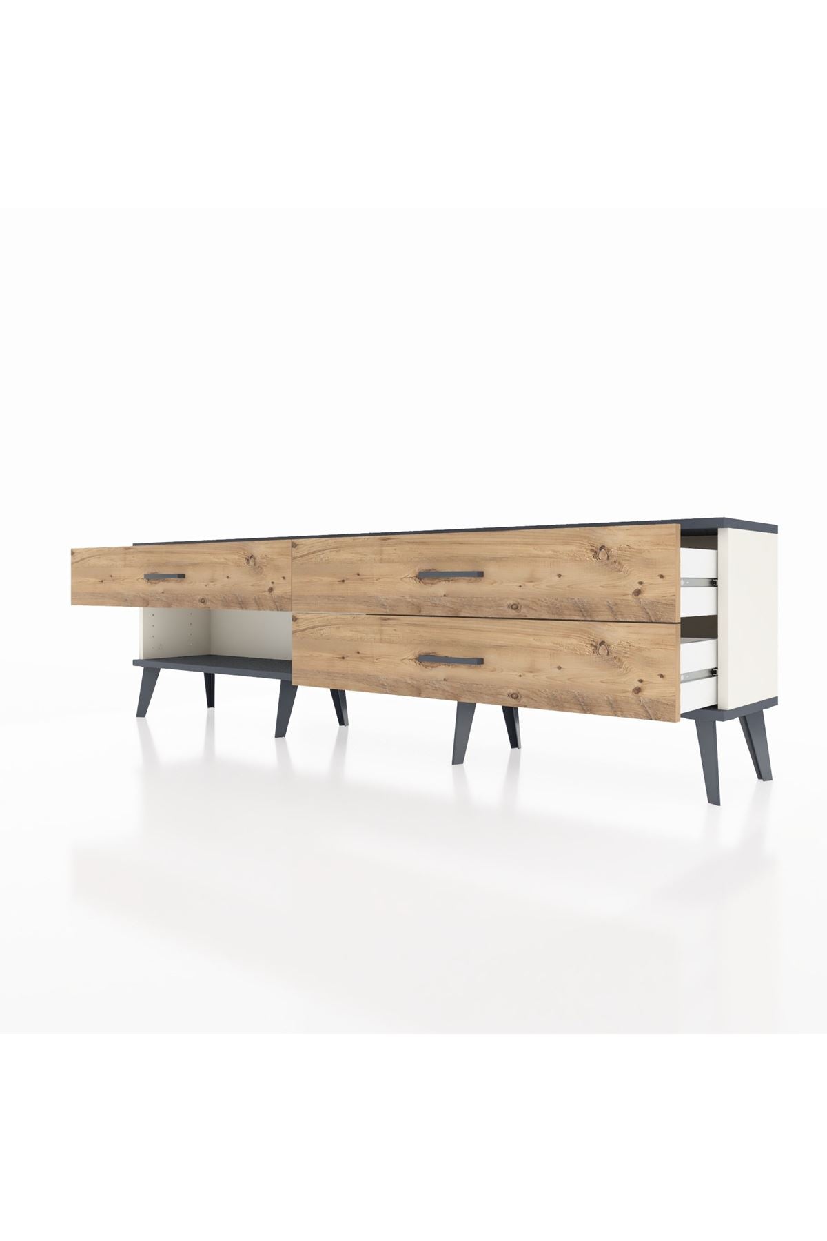 Arges TV Ünitesi 3 Çekmeceli  176x30x51 Aytaşı-Antrasit/Çam