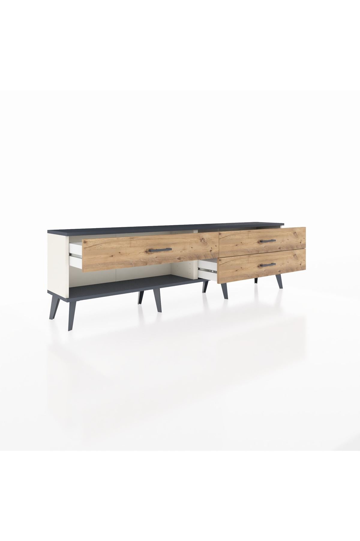 Arges TV Ünitesi 3 Çekmeceli  176x30x51 Aytaşı-Antrasit/Çam