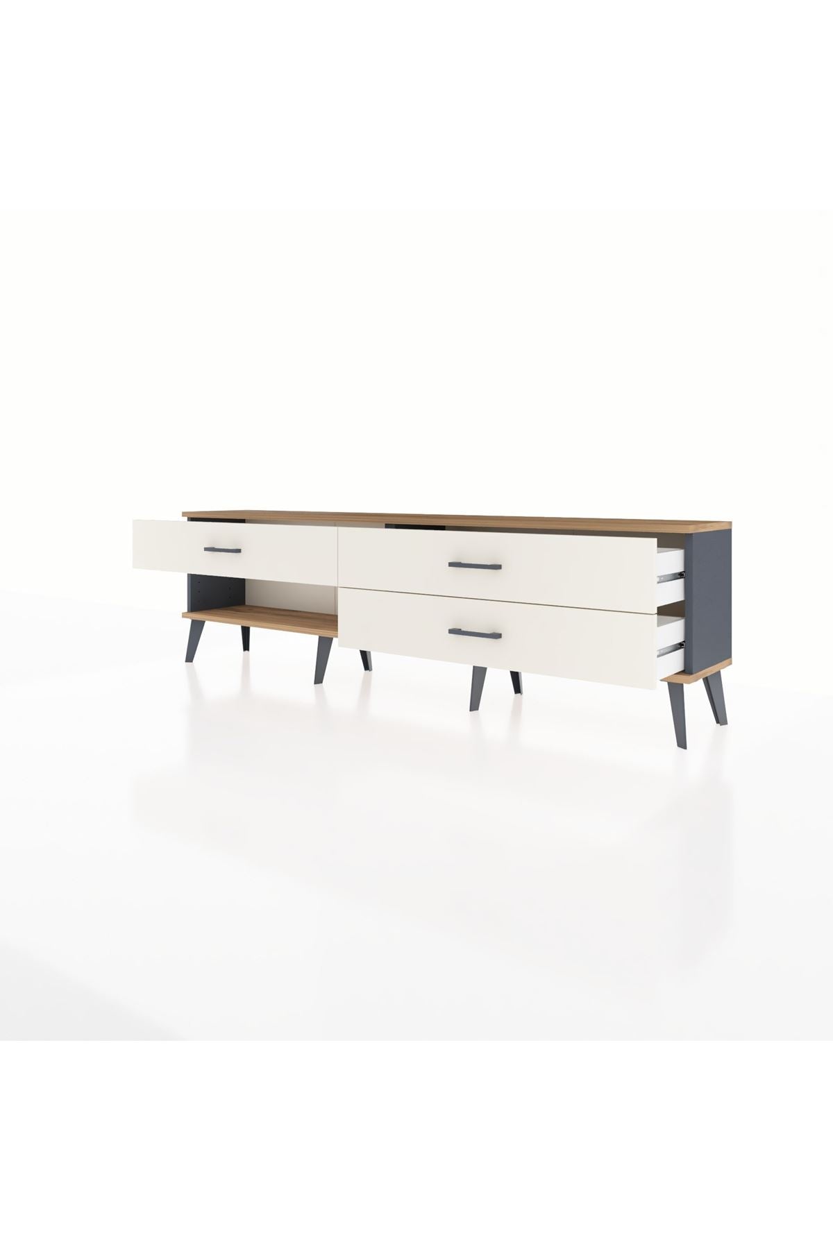 Arges TV Ünitesi 3 Çekmeceli  176x30x51 Antrasit-Çam/Aytaşı