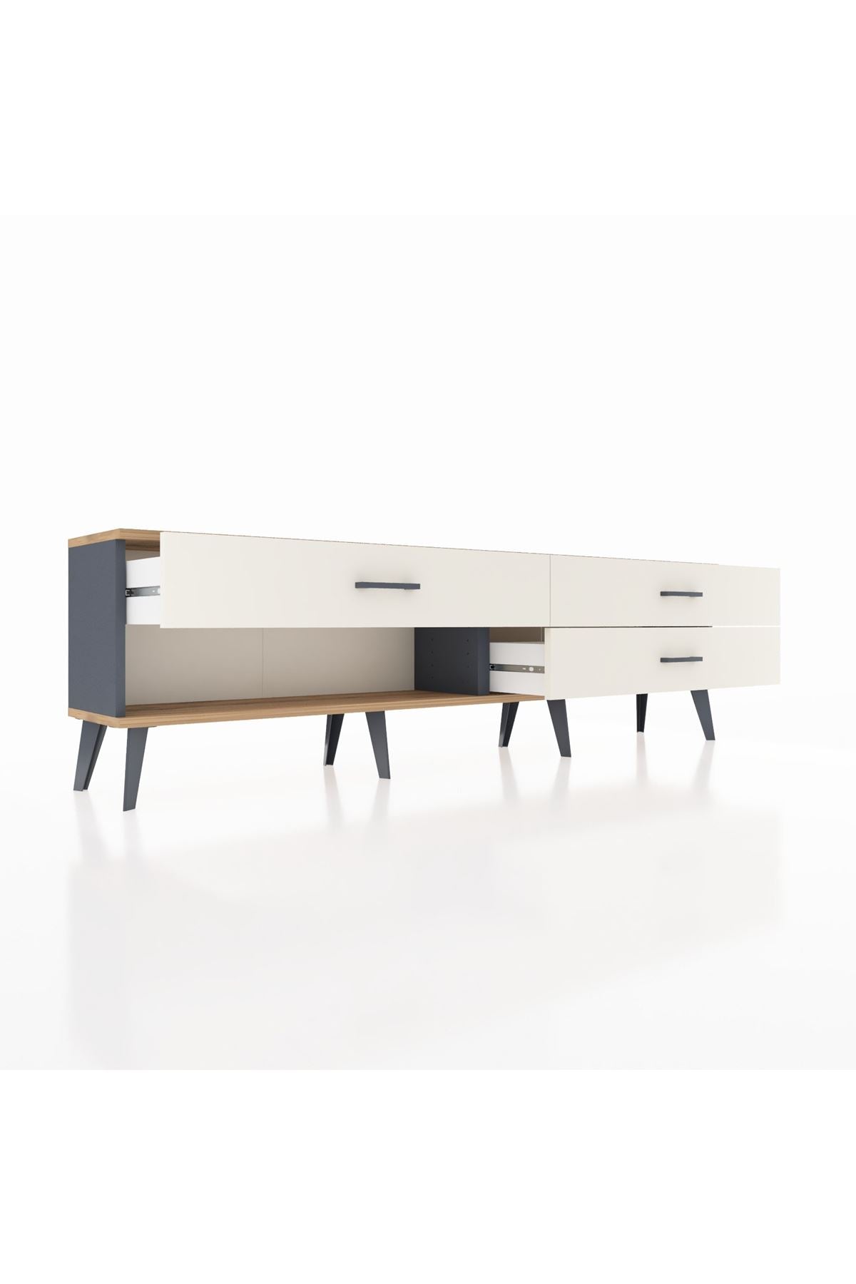 Arges TV Ünitesi 3 Çekmeceli  176x30x51 Antrasit-Çam/Aytaşı