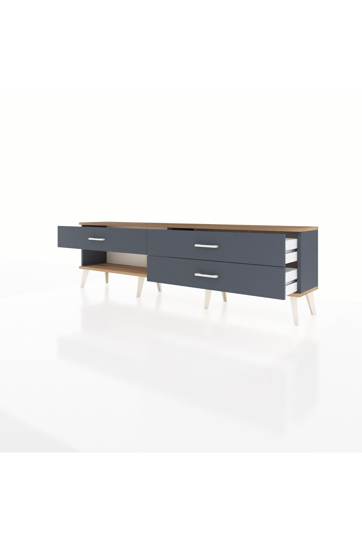 Arges TV Ünitesi 3 Çekmeceli  176x30x51 Antrasit-Çam/Antrasit