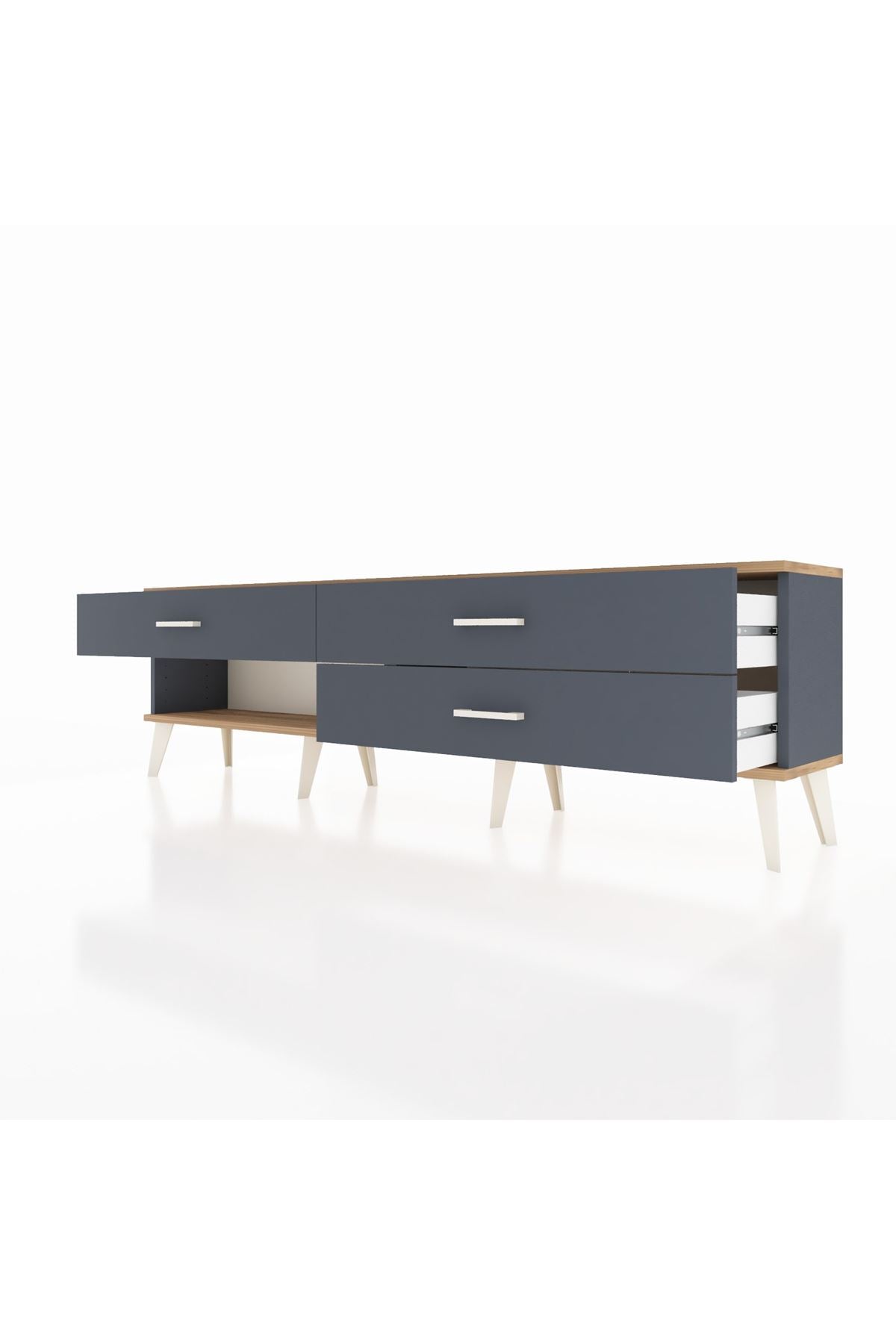 Arges TV Ünitesi 3 Çekmeceli  176x30x51 Antrasit-Çam/Antrasit