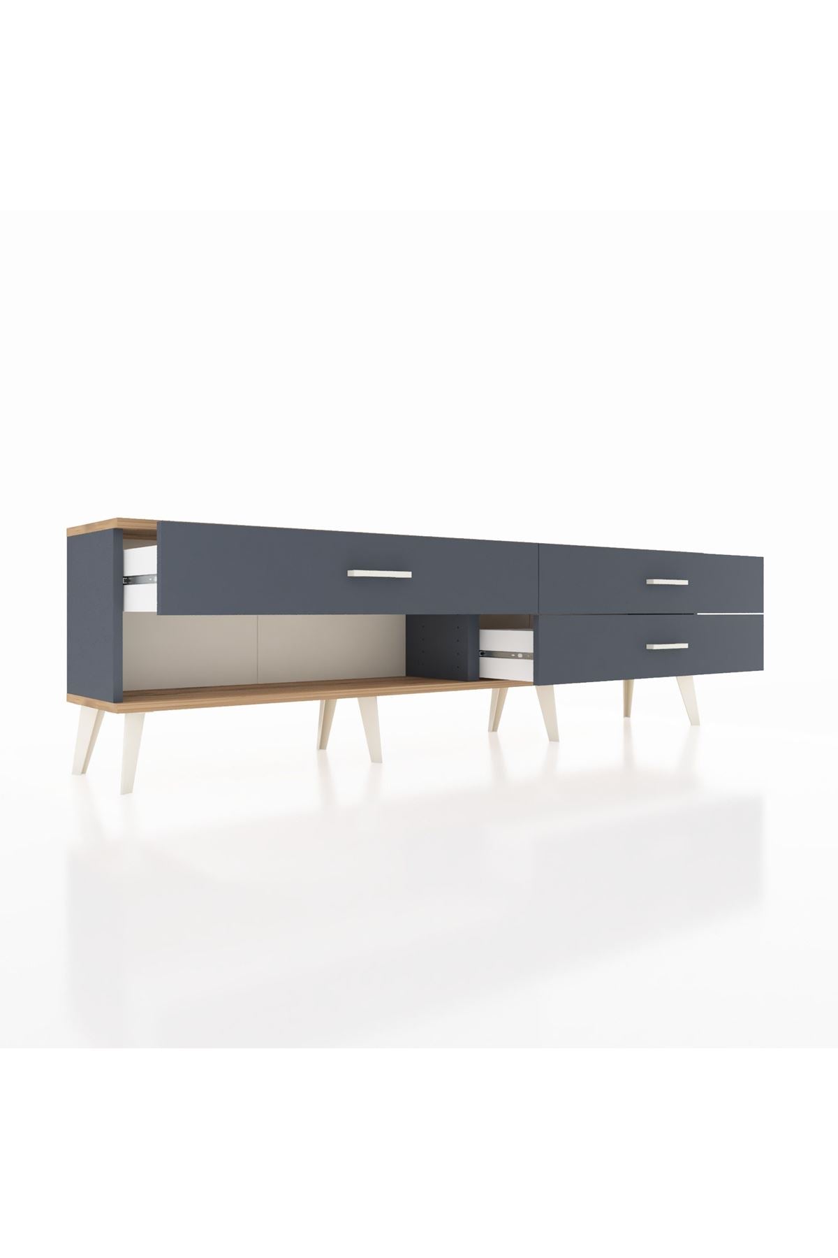 Arges TV Ünitesi 3 Çekmeceli  176x30x51 Antrasit-Çam/Antrasit