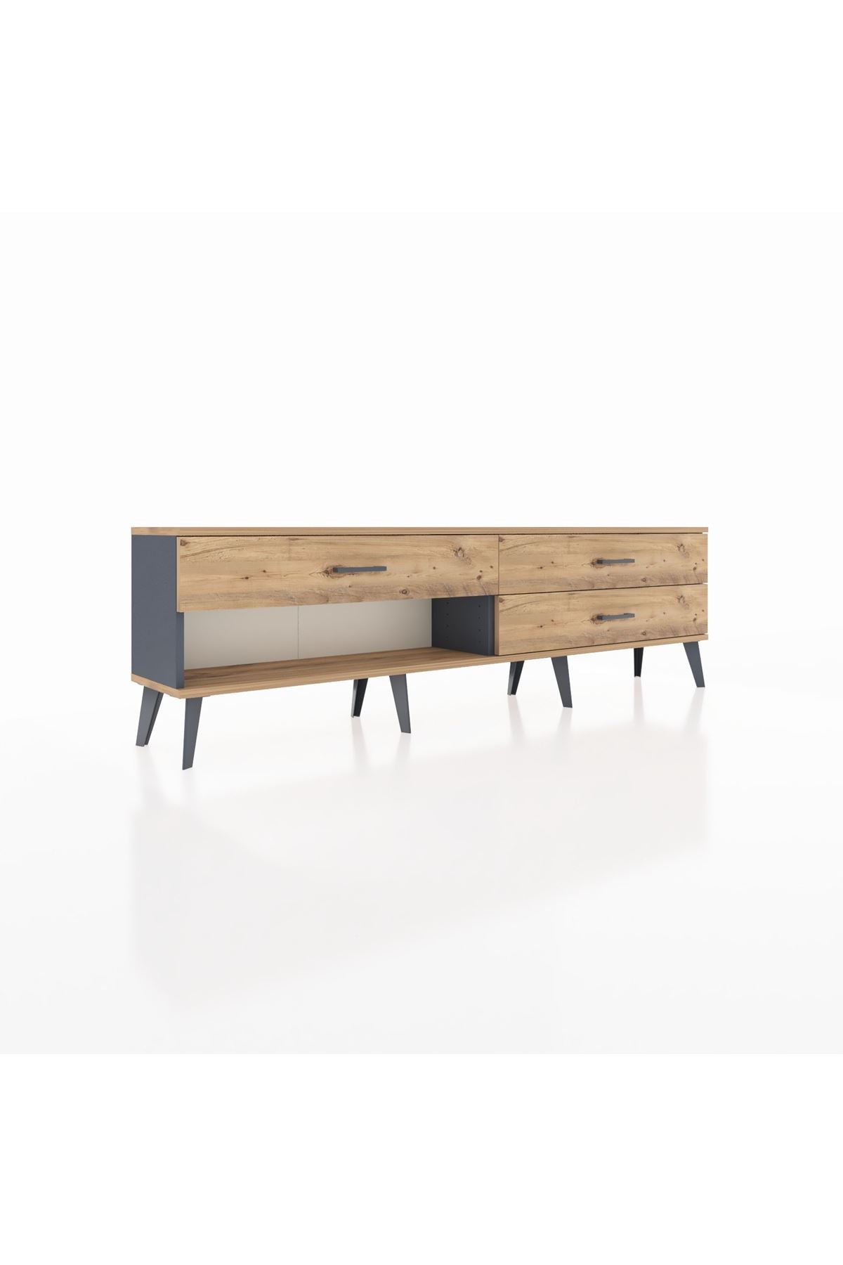 Arges TV Ünitesi 3 Çekmeceli  176x30x51 Antrasit-Çam/Çam