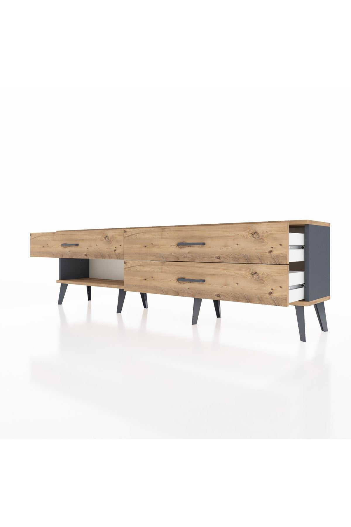 Arges TV Ünitesi 3 Çekmeceli  176x30x51 Antrasit-Çam/Çam