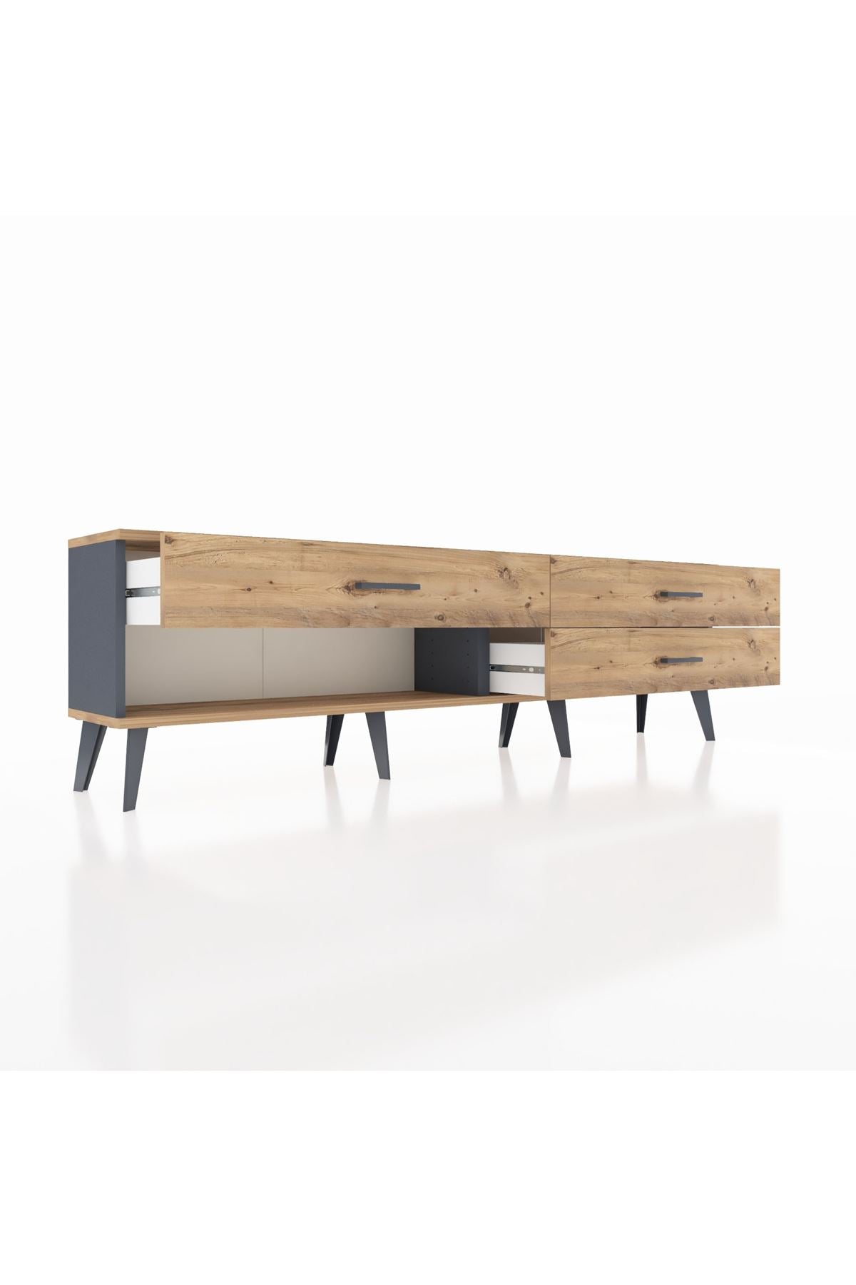 Arges TV Ünitesi 3 Çekmeceli  176x30x51 Antrasit-Çam/Çam