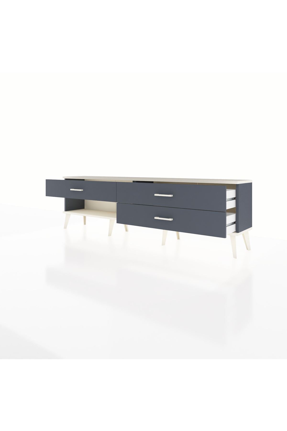 Arges TV Ünitesi 3 Çekmeceli  176x30x51 Antrasit-Aytaşı/Antrasit