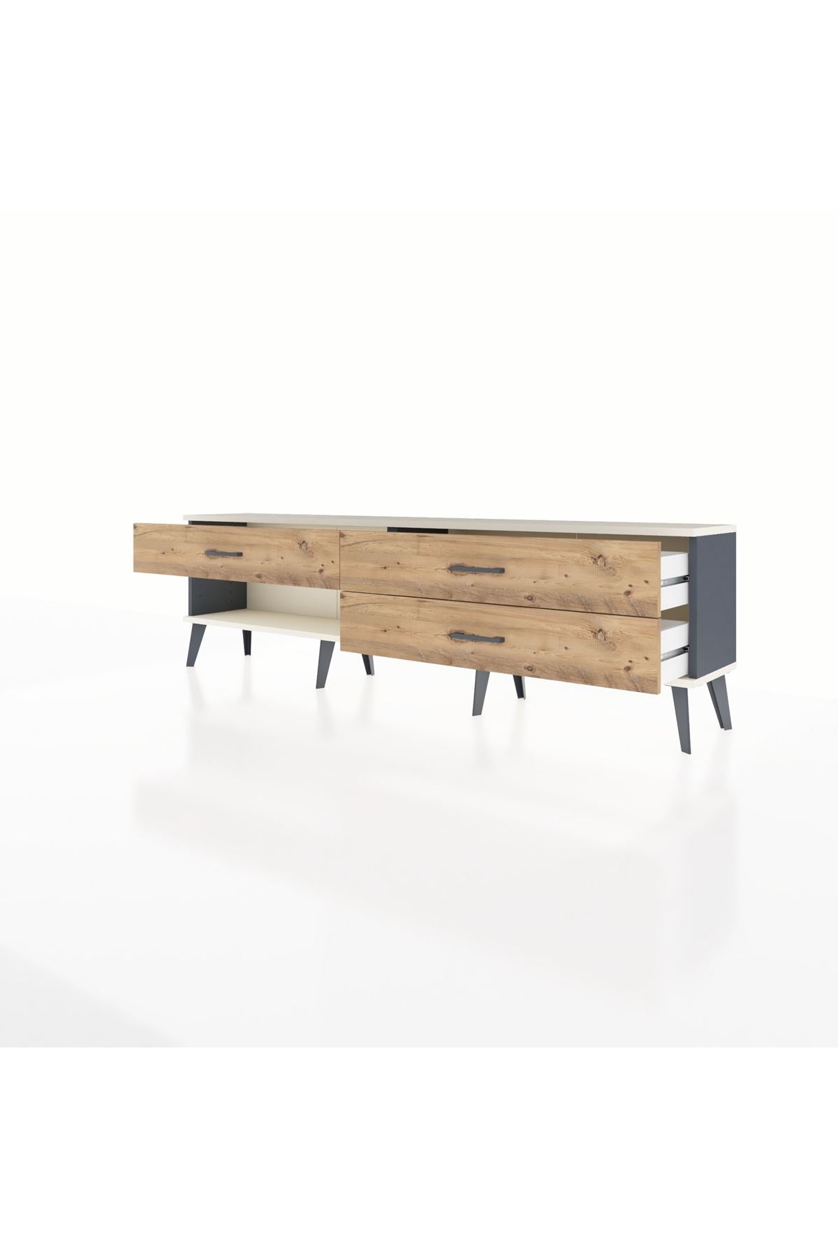 Arges TV Ünitesi 3 Çekmeceli  176x30x51 Antrasit-Aytaşı/Çam